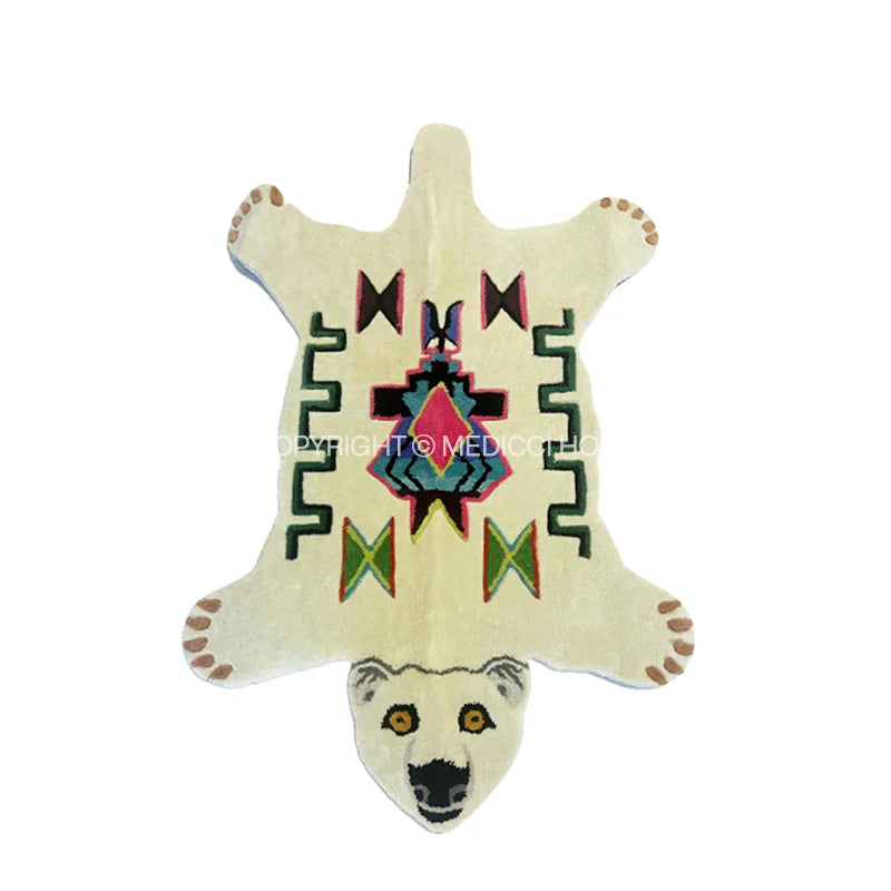 DecorBites™ Boho Black Bear Rug 80x120cm: Hand Tufted Animal Shaped Area Carpet