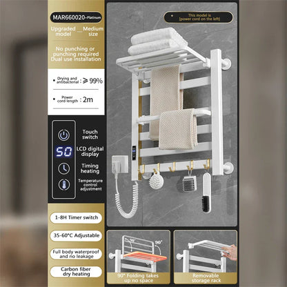 DecorBites™ Electric Towel Radiator Warmer Rack for Smart Bathroom Storage and Heating