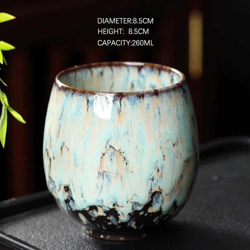 DecorBites™ Chinese Kiln Ceramic Coffee Cup Set, 250ml, Elegant Kung Fu Teacup Pottery Handmade