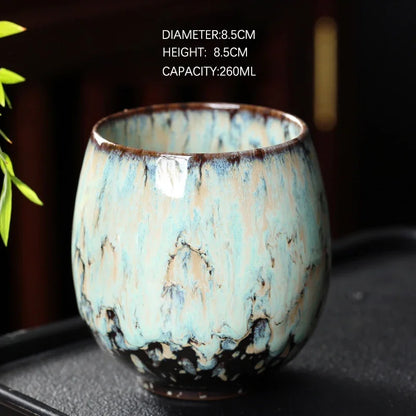 DecorBites™ Chinese Kiln Ceramic Coffee Cup Set, 250ml, Elegant Kung Fu Teacup Pottery Handmade