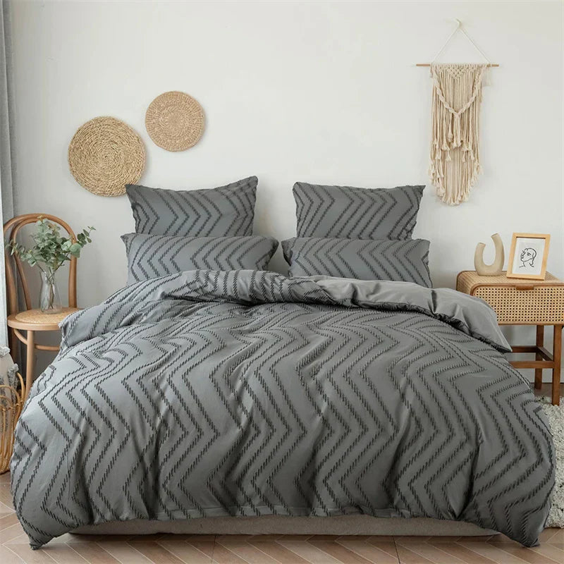 Decobites Soft Solid Color Double Duvet Cover Set King Queen Size Blanket & Pillowcases