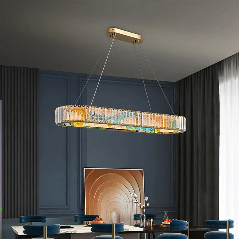 DecorBites™ Circle Steel LED Pendant Chandelier, Modern Dimmable Lighting for Living Room Home Decor