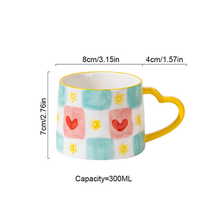 Taza de cerámica con forma de corazón DecorBites™: Taza de café pintada a mano, ideal como regalo de San Valentín.