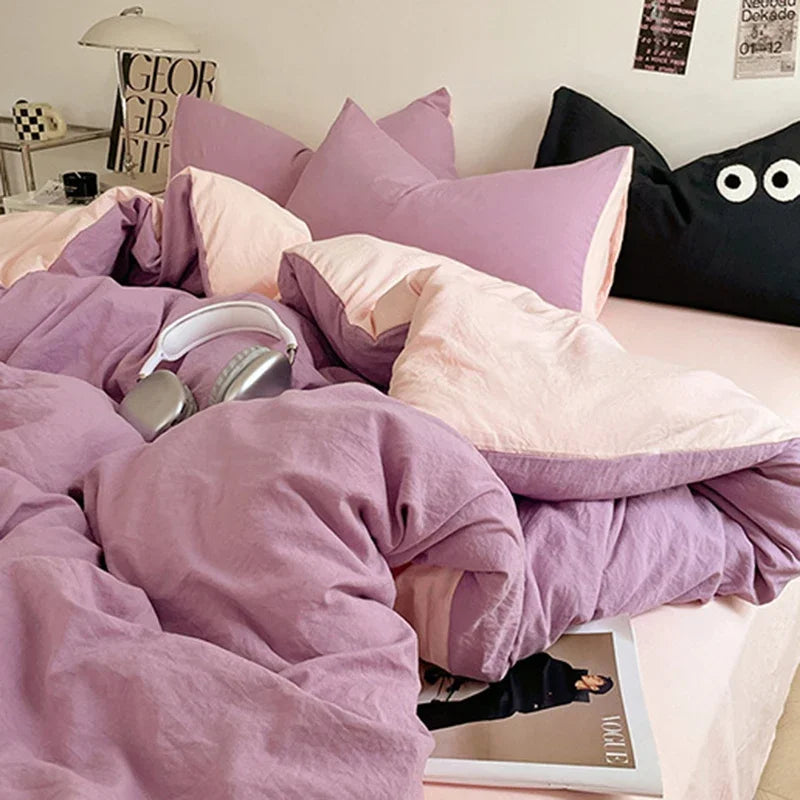 DecorBites™ Cotton Bedding Set: Soft Duvet Sheets, Pillowcases, Comforter Set - All Seasons Comfort