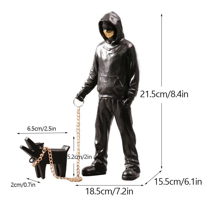 تمثال بانكسي من الراتينج لمشي الكلاب من ديكوربايتس™: تمثال عصري من فن الشارع لديكور المنزل والمكتب