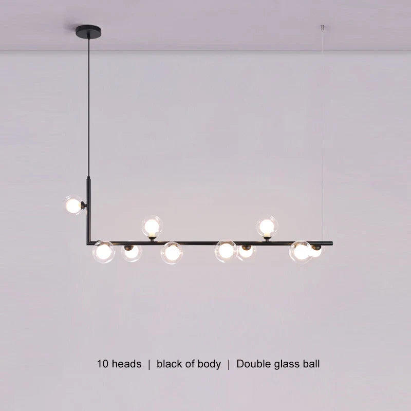 DecorBites™ Glass Black Chandelier Pendant Lamp Nordic Modern Living Room Light