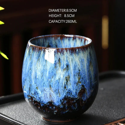DecorBites™ Chinese Kiln Ceramic Coffee Cup Set, 250ml, Elegant Kung Fu Teacup Pottery Handmade