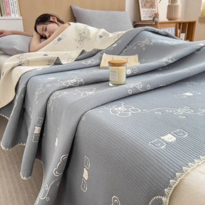 بطانية منشفة قطنية من DecorBites™، لحاف رقيق مطبوع عليه نقشة ريفية - مفرش سرير فاخر قابل للتهوية