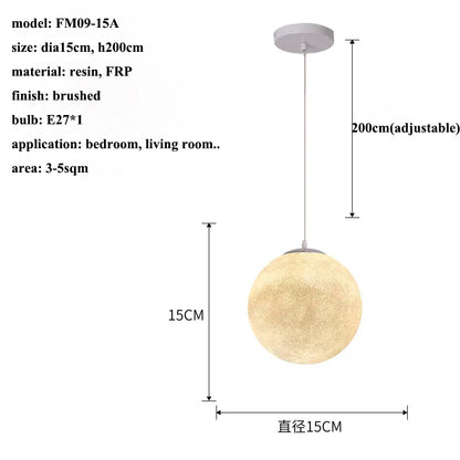 Lámpara colgante LED DecorBites™ Cream Moon: Iluminación moderna para sala de estar, cocina y dormitorio