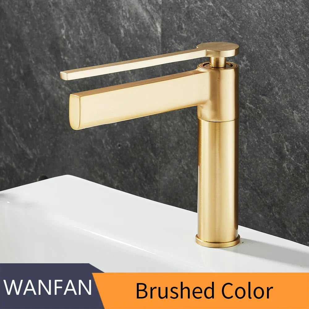DecorBites™ Basin Faucet: Single Handle Deck Mounted Brass Bathroom Mixer for Sink - Hot/Cold