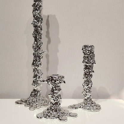 DecorBites™ Golden Candlestick Holder Resin Plated Melt Shape for Wedding & Home Decor