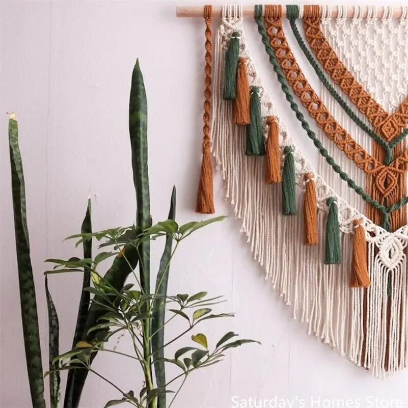 Bohemia Macrame Tassel Tapestry by Decobites - Handwoven Cotton Rope Wall Decor