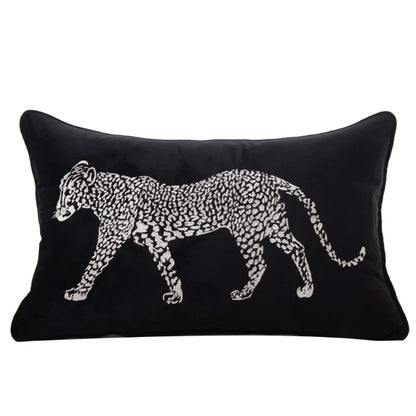 DecorBites™ Gold Leopard Embroidered Pillow Cover for Luxe Living Room Decor
