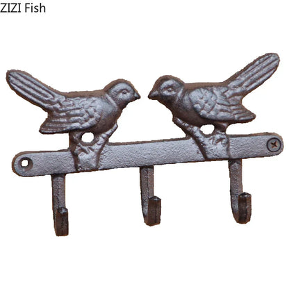 Decorbites™ Vogelhaken-Wandregal | Schwarzes Eisen-Garderobenständer für vintage Outdoor-Dekoration