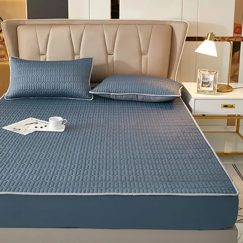 DecorBites™ Cooling Latex Fitted Sheet Set: Soft 3-Layer Mattress Protector for Hot Sleepers