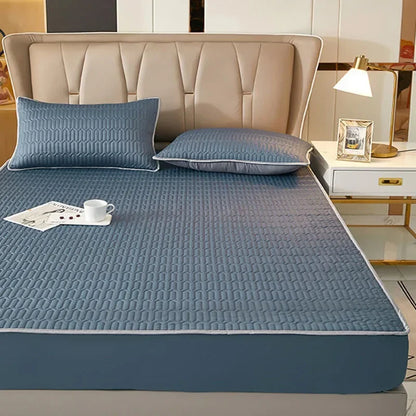 DecorBites™ Cooling Latex Fitted Sheet Set: Soft 3-Layer Mattress Protector for Hot Sleepers