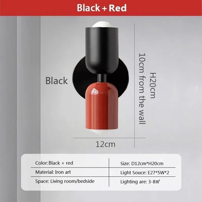 DecorBites™ مصباح حائط LED كريمي برأسين من الماكارون باللون الأسود للديكور المنزلي