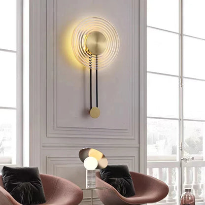 DecorBites™ LED Glass Wall Lamp Stripe Design Round Light Fixture Gold Lumina