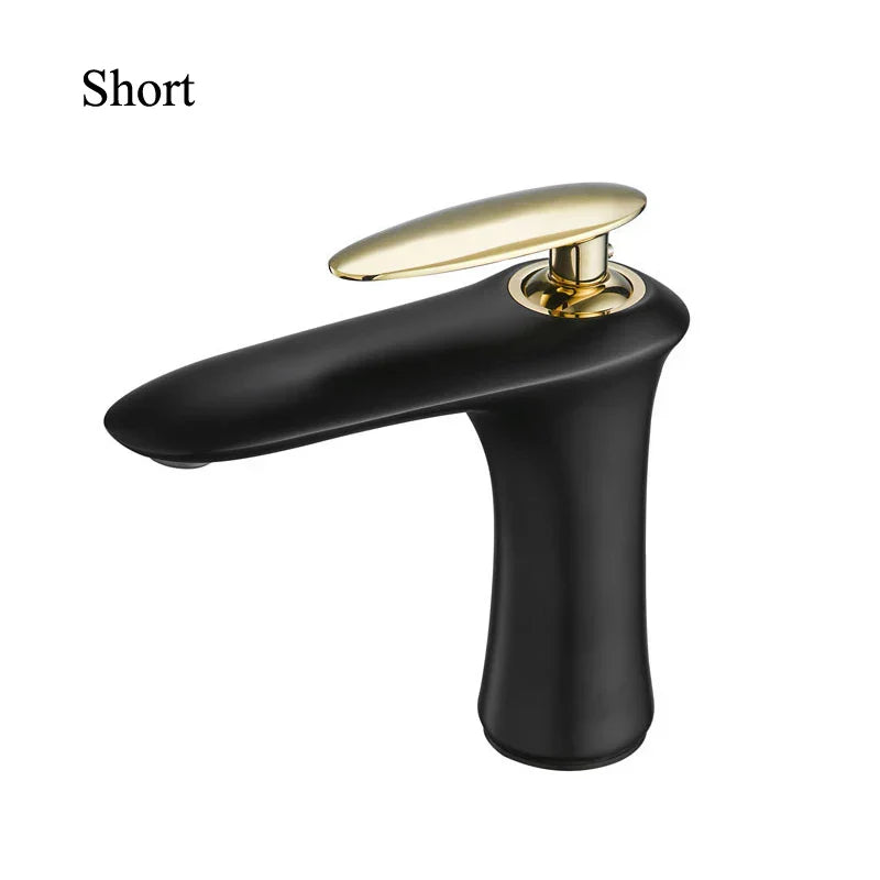 DecorBites™ Black & White Brass Bathroom Faucet with Single Lever Control