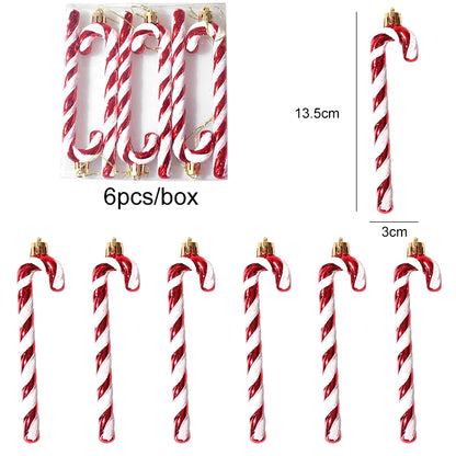 6pcs/box Christmas Candy Pendant Xmas Tree Hanging Ornaments Christmas Decorations For Home 2023 Navidad Noel New Year Kids Gift