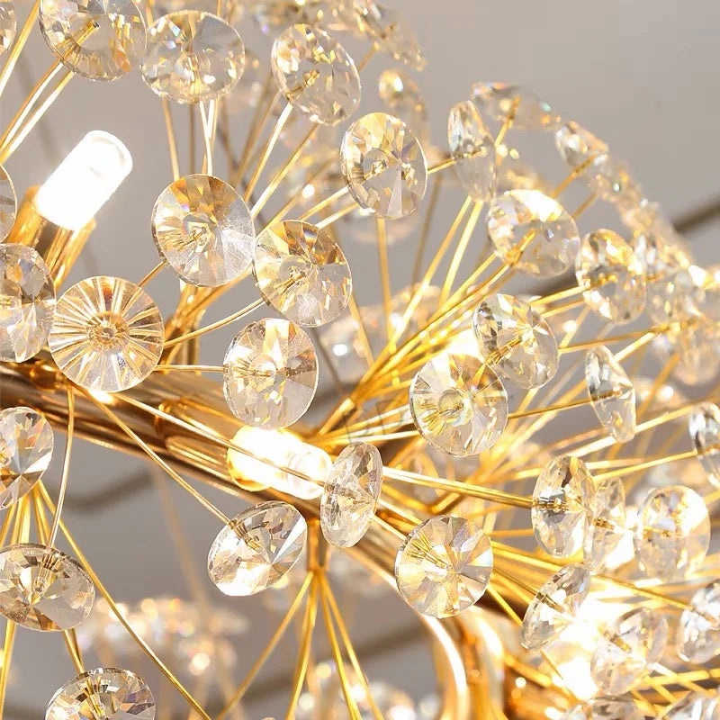 Decorbites™ Candelabro de Cristal Dorado: Lámpara Colgante LED de Lujo para Sala de Estar y Comedor