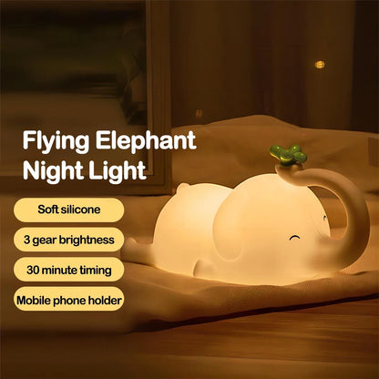 DecorBites™ Elephant Silicone Night Light: Cute Baby Dimmable Lamp for Bedside, Bedroom Decor & Gift