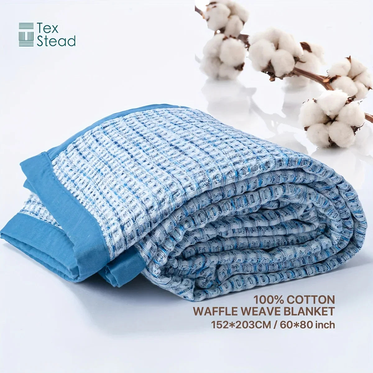 Decobites Waffle Weave Blanket | 100% Vintage Washed Cotton | Lightweight & Breathable | All Season Comfort