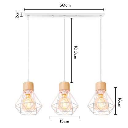 DecorBites™ Industrial Wood Pendant Chandelier for Dinning Living Room Kitchen LED Fixture