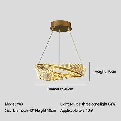DecorBites™ Crystal LED Chandelier: Elegant Irregular Ring Pendant Light for Modern Home Decor