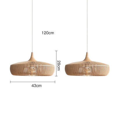 Wabi-Sabi Hollowed Wood Pendant Light in Brown