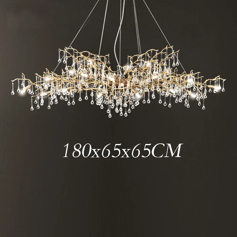 DecorBites™ Gold Crystal Chandelier: Modern LED Luxury Lighting for Living Room Villa
