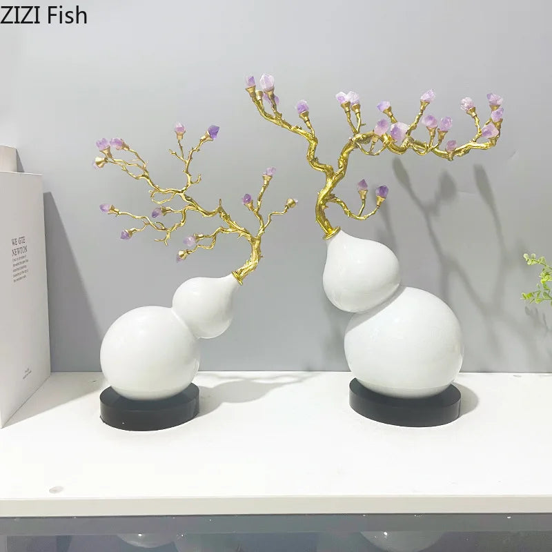 DecorBites™ Gold Gourd Branches Luxury Ornaments Feng Shui Home Decor Crafts