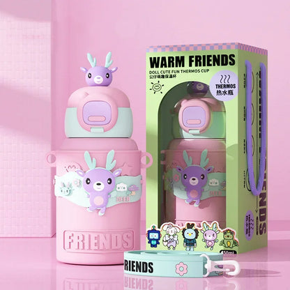 DecorBites™ Cartoon Animals Insulated Stainless Steel Mug with Silicone Sleeve