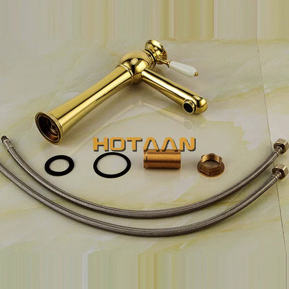 DecorBites™ Gold Basin Faucet with Ceramic Mixer Tap - Bathroom Torneiras Para Banheiro
