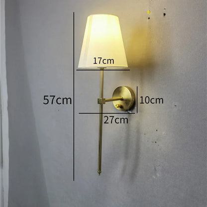 Aplique de pared DecorBites™ con pantalla de tela dorada para iluminación de dormitorio y sala de estar