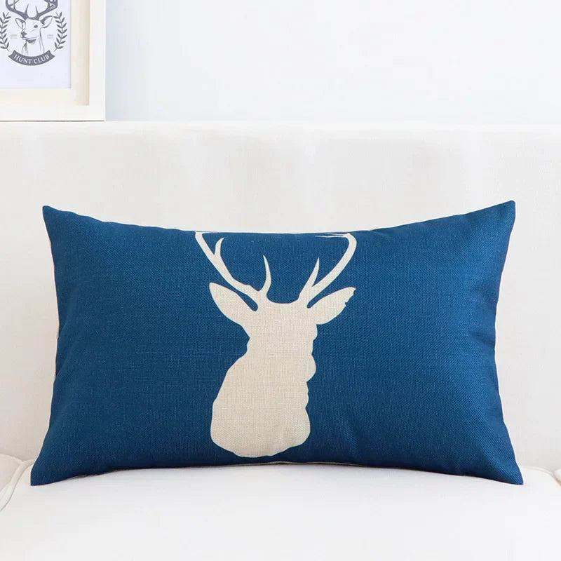 غطاء وسادة قطني من الكتان بتصميم هندسي على شكل غزال من DecorBites™، مقاس 30×50 سم، ديكور منزلي عصري من الشمال الأوروبي