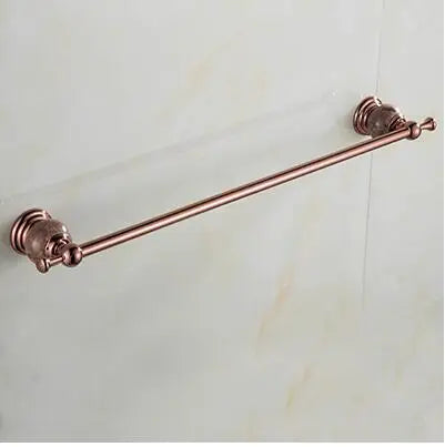 DecorBites™ Brass & Jade Rose Gold Bathroom Set: Paper Holder, Towel Bar, Soap Basket