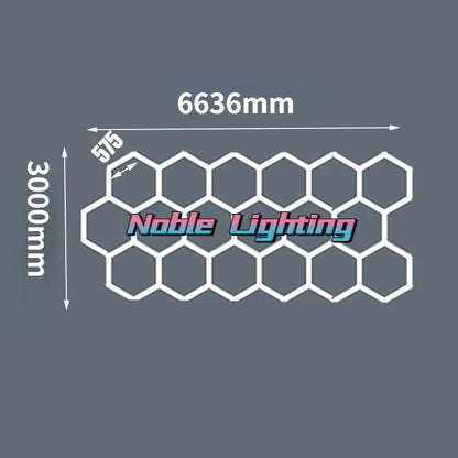 DecorBites™ Hexagon Ceiling Light 6500K for Car Wash Beauty Garage Wall with Honeycomb Design