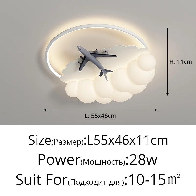 DecorBites™ Kids Cloud Airplane Ceiling Light: Modern LED Bedroom Chandelier for Boys and Girls