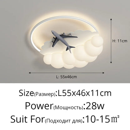 DecorBites™ Kids Cloud Airplane Ceiling Light: Modern LED Bedroom Chandelier for Boys and Girls