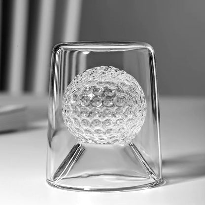 DecorBites™ Golf Ball Double Tumbler: High Borosilicate Thickened Glass Cup