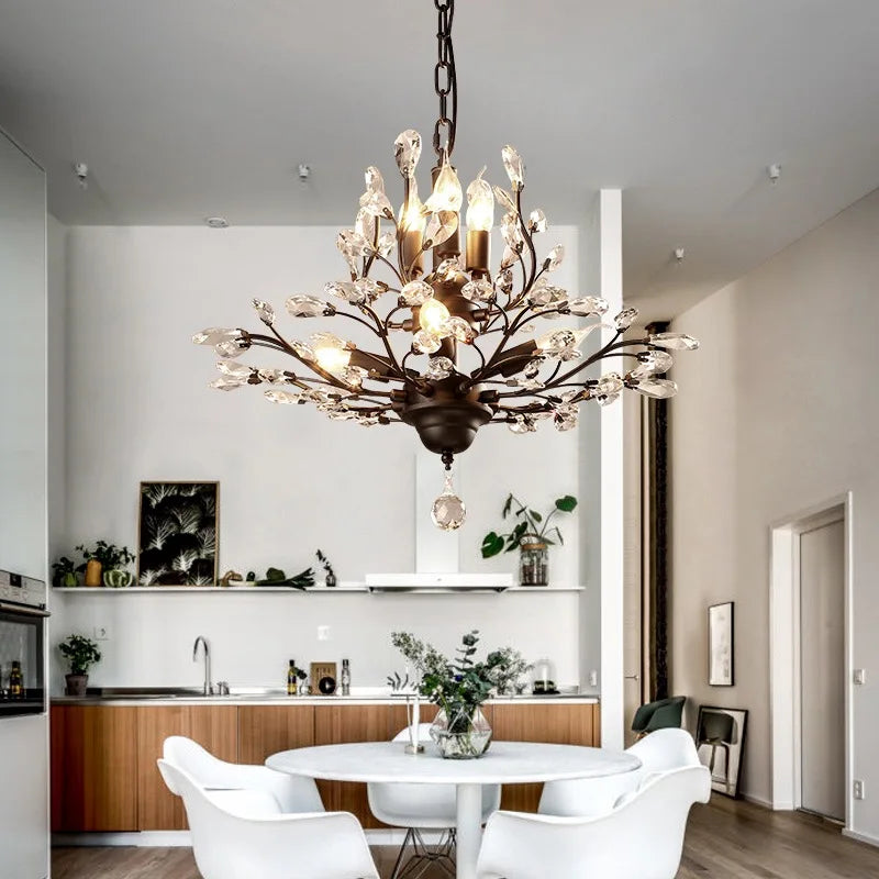 Decorbites™ Industrielle Kristall-Lüster: Vintage Farmhouse Deckenleuchte für Wohnzimmer, Esszimmer