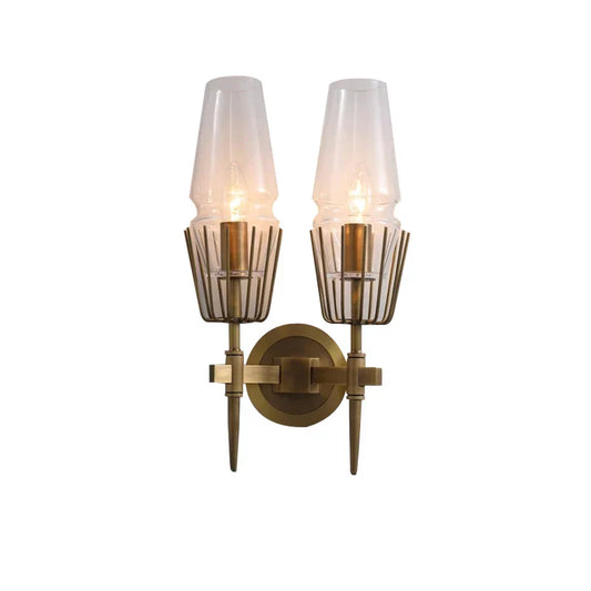 DecorBites™ Dimmable Crystal Glass Brass Wall Light for Bedroom and Bath