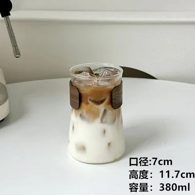 Taza de vidrio DecorBites™ para café con leche helado, apta para bebidas frías y calientes