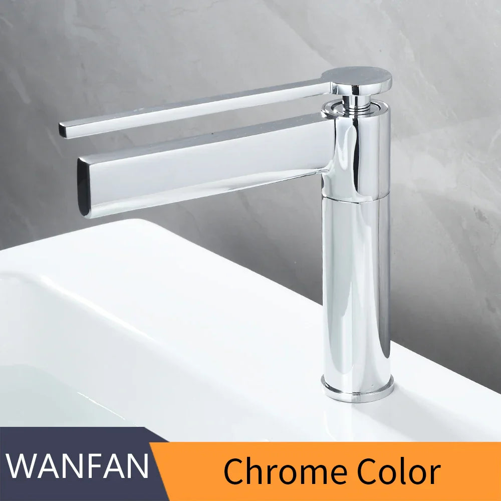 DecorBites™ Basin Faucet: Single Handle Deck Mounted Brass Bathroom Mixer for Sink - Hot/Cold