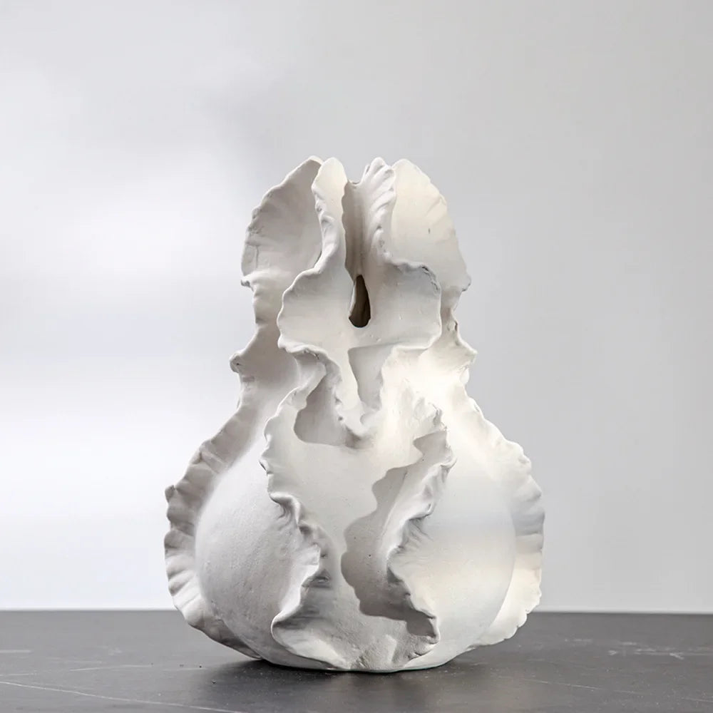 DecorBites™ Ceramic Wavy Flower Vase - Home Decoration and Storage Organization