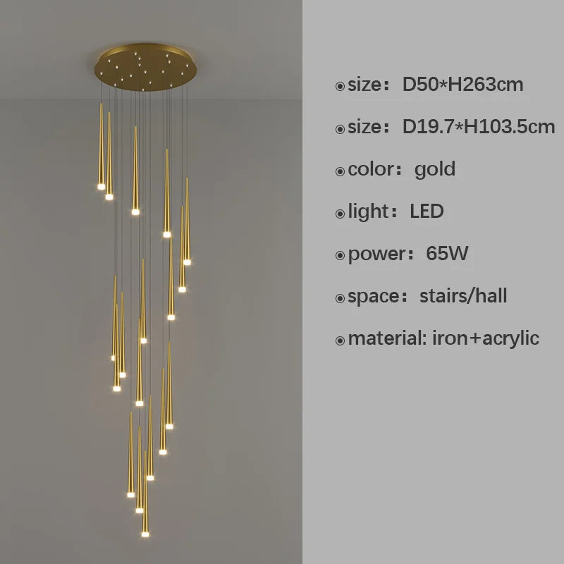 DecorBites™ LED Staircase Chandeliers: Modern Luxury for Living Room, Hall, Villa.