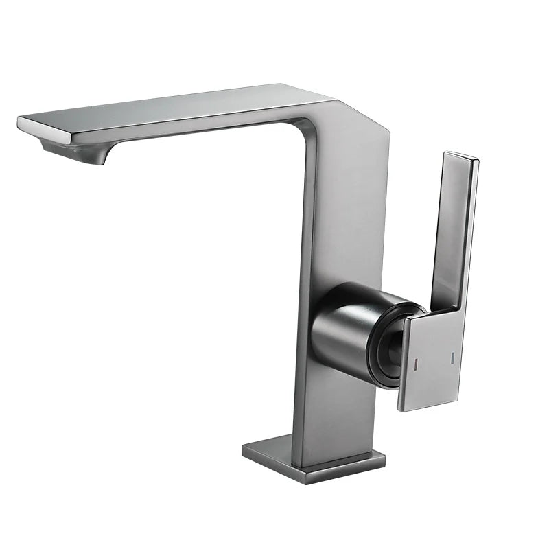 DecorBites™ Brush Gold Basin Faucet: Solid Brass Bathroom Mixer Tap, Single Handle Deck Mounted