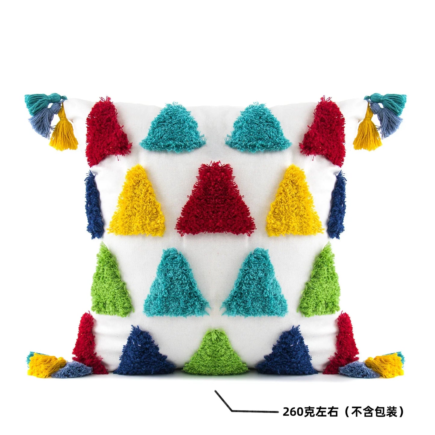 Funda de almohada DecorBites™ con borlas geométricas bordadas a mano