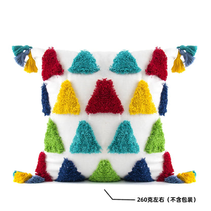 Funda de almohada DecorBites™ con borlas geométricas bordadas a mano